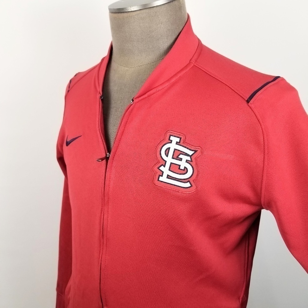 NIKE Baseball Dri-Fit- Mens Small St. Louis Cardinals  Performance Full Zip- Red